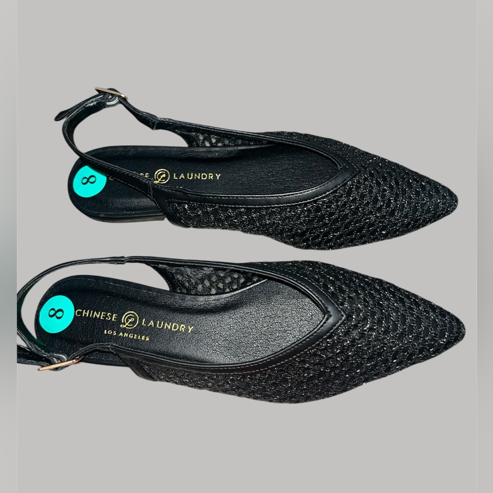 *new* Chinese Laundry Black Mesh Slingback Flats - Picture 6 of 10